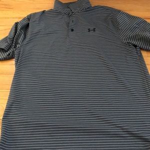 Under Armour grey striped polo